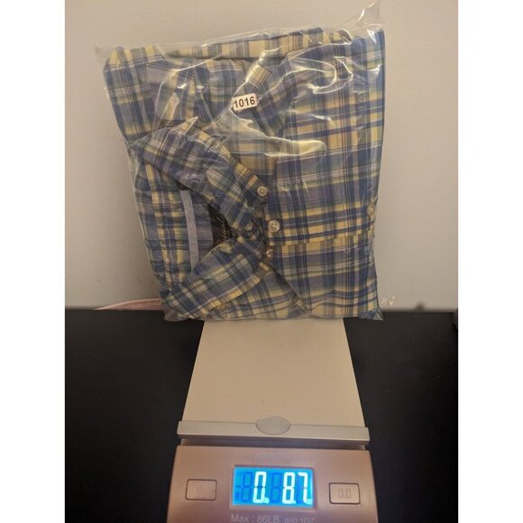 Casuals Round Tree & Yorke Mens Blue And Yellow Plaid Long Sleeve Button Down - Picture 13 of 13